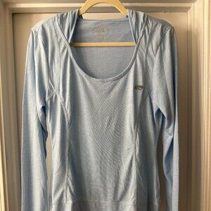 Marika Dry-Wick Performance Sky Blue Lightweight Hooded Long-Sleeve Tee
